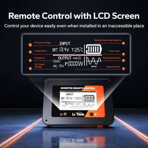 Remote controller with LCD display for 1000 Watt Pure Sine Wave Inverter For RV And Off Grid Power, 12V DC To 120V AC Converter.