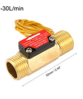 Water Flow Sensor Switch Hall Effect Inline Meter 1 To 30 LPM For Water Heaters Boilers Coffee Machines Dispensers Brass Body