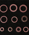 Rock Solid 200 Pcs Motorcycle Sump Plug Kit multi size copper washers, assorted M5-M14 seals on black background