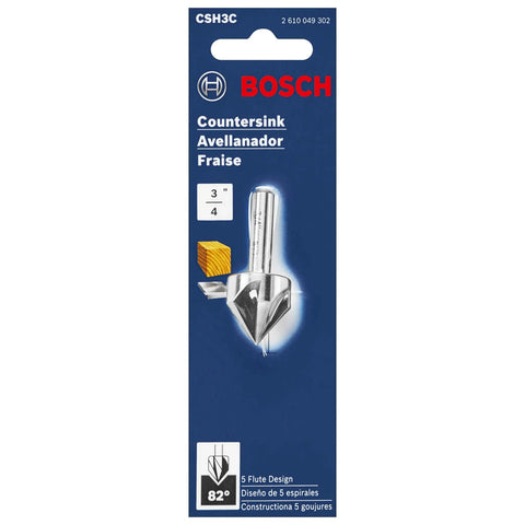 Boss Level 3/4 Inch High Speed Steel Countersink Drill Bit With Self Starting Tip For No Sweat Deburring And Chamfering Heavy Duty Cutter, 5 flute design.