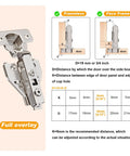 Diagram of 2 Pack Pro Grade Full Overlay Soft Close Cabinet Hinges 3D Adjustment with frameless and face frame compatibility