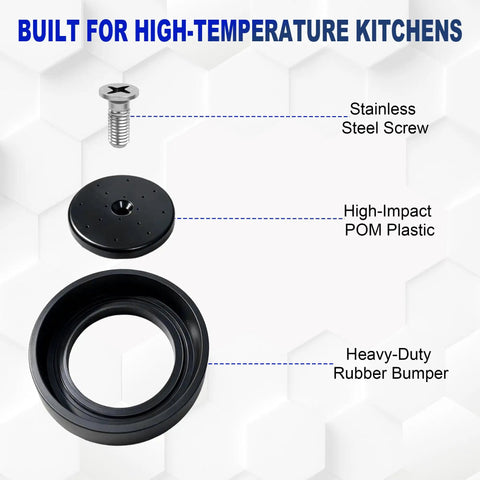 3 Pack Pre-Rinse Spray Valve Repair Kit for Most 1.42 GPM Commercial Sink Faucet Dish Sprayer Touch On Kitchen Sink Faucets Spray Face Bumper and Screw Repair Part, Black components diagram.
