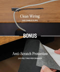 Close-up of cable management clips and felt pad from Undermount Under Desk Drawer Slide Out Lockable Metal Storage With Built In Cable Management.