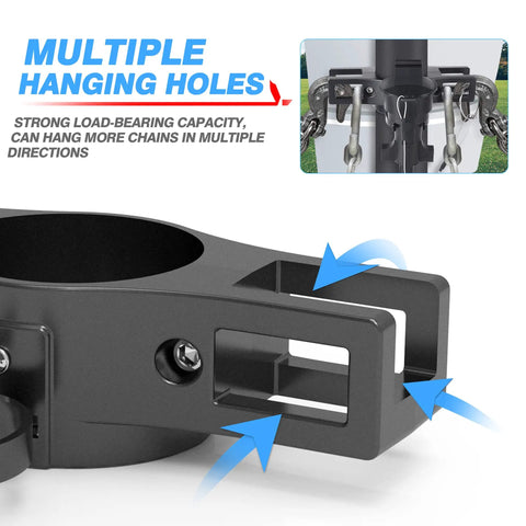 Heavy Duty Trailer Towing Organizer With Aluminum Chain Holder And 7 Way Plug Cover, showing multiple hanging holes.