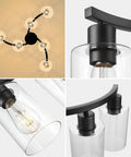 Close-up of 6 Light Modern Chandeliers For Dining Room Black Hanging Light Fixture And Kitchen Pendant Lighting Over Island