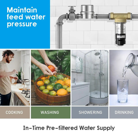No Nonsense Spin Down Sediment Water Filter With Swivel Stainless Steel Mesh And Easy Rinse Scraper Yields Clean Tap Water Using Switchable 40 Or 100 Micron Screens For Straightforward Household Plumbing in residential settings.