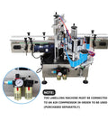 Heavy Duty Automatic Label Applicator With Chain Conveyor for Round Square Hexagonal Bottles showing air compressor connection equipment.