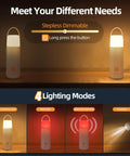 LED Camping Lantern With Up To 350 Hours Of Rechargeable Battery Life Four Modes Including 360 Degree Night Light Flashlight Red Light And Red Warning Water Resistant Portable Tent Light For Emergency Hiking And Hurricanes Yellow showing dimmable and lighting modes