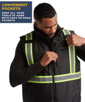 Hi Vis Yellow Insulated Safety Vest For Men With Reflective Tape Construction Workwear High Visibility Vest For Cold Weather Large Size Durable Daily Outdoor Job Site Gear