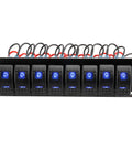 12-24V Beefy Boat Switch Panel Illuminated Aluminum Prewired Dash Panel 8 Gang Toggle Switches With 5 Pin On Off And 2 LED Backlit IP65