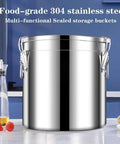 Pantry Game Changer 304 Stainless Steel Airtight Food Storage Canister Large Capacity with sealed bucket design.