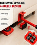 Labor-saving leverage tool with 4-roller design for easy sofa lifting, part of Ditch The Back Pain And Upgrade Your Move Game With This Heavy Duty Steel Sofa Lifter Set That Handles 220 Pounds Easily For Washing Machines Or Fridges.
