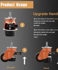 Product usage instructions for Heavy Duty Height Adjustable Casters With Ratchet Stem Leveling And Retractable Base.