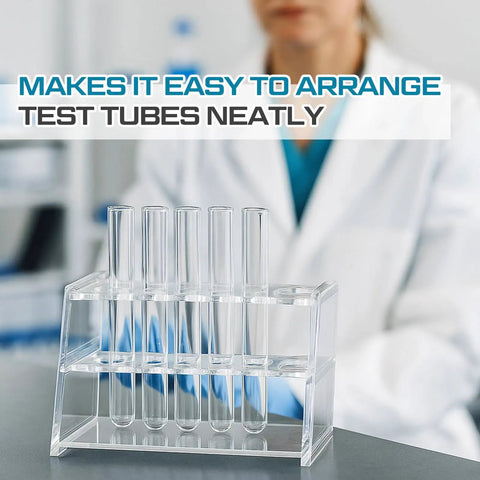 Two Pack Acrylic Test Tube Rack Holder With Six Wells For 10ml Tubes Clear Vial Organizer in laboratory setting