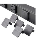 Heavy Duty 12 Outlet Power Strip With 15 Foot Extension Cord Mountable Metal Construction For Dorm Rooms Workbenches Shops And Garages Industrial Grade Black showing outlets and plugs