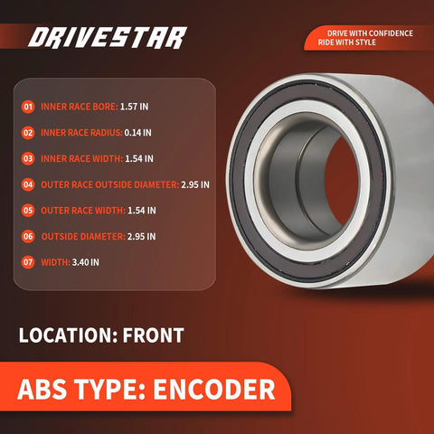 Heavy-Duty Front Left or Right Wheel Hub Bearing for 2007-2016 Toyota Yaris, 2012-2016 Prius C, 2012-2015 Scion iQ, and 2008-2014 Scion xD