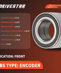 Smooth Operator Front Wheel Hub And Bearing Assembly Pair Left Right Fits Toyota Yaris Prius C Scion IQ XD close-up view showing bearings dimensions.