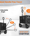 Heavy Duty Collapsible Wagon Cart With 350 Lb Capacity And All Terrain Wheels For Camping, Grocery Shopping, Garden And Sports, Large Foldable Utility Wagon With Adjustable Handle For Easy Towing On Any Terrain, Black