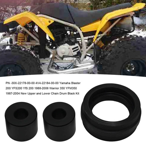 Upper And Lower Chain Roller Kit Replacement PN-30X-22178-00-00 for Blaster YFS200 and Warrior 350 with rubber rollers displayed