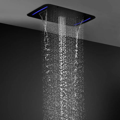 Game Changing 17 X 28 Inch Rainfall Waterfall Led Shower System With Handheld Sprayer And Seven Knob Valve for smooth water flow.