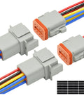 8 Pin Deutsch DT Waterproof Electrical Butt Connectors Kit for Car Truck Boat, 2 Sets with DT04-8P DT06-8S, 16 AWG Wires