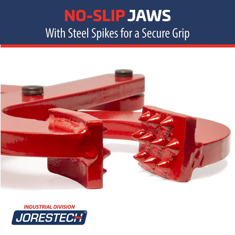 Heavy Duty Pallet Puller Clamp For Forklifts With No Slip Jaws And Steel Gripping Teeth E Pallet Puller Style Grip, red steel jaws