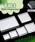 Set Of Six Clear Acrylic Styling Blocks And Flat Lay Props Ideal For Wedding Centerpieces And Product Shoots showing various sizes.