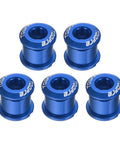 Six blue aluminum M8 bicycle crankset bolts for chainrings