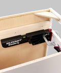 Drawer Installation Jig Reversible With Built In Level And Non Marring Rubber For Cabinet Protection in use on cabinet