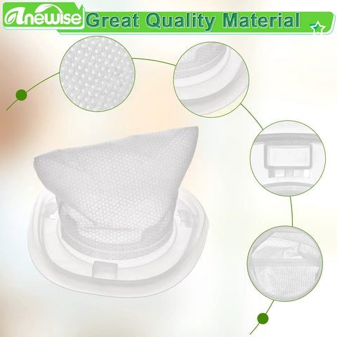 HNVCF10 Replacement Filter Kit For Black Decker Hand Vacuums Six Pack Compatible With HNVC220BCP07 HNVC215BW52 HNVC215B12 HNVC215B10 HNVC115J06 HNVC115B22 HNVC220BCZ01