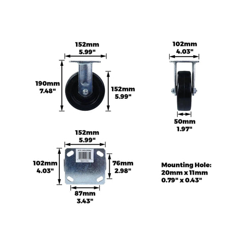 Rock Solid 6 Inch Phenolic Rigid Plate Caster Built Like A Tank For Heavy Hauls 840 Lb Load Capacity Smooth Rolling Industrial Workhorse With Cold Forged Steel Mounting Plate