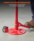 Heavy Duty Underhoist Stand with foot pedal and two wheels, showcasing height adjustment feature for vehicle lifts
