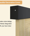 Close-up of black finish on 7 Foot Double Sliding Barn Door Hardware Kit with Low Clearance Aluminum Box Rail for wood doors.