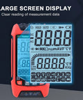Digital Multimeter With TRMS And 9999 Counts Auto Ranging Backlight Display showing large clear screen.