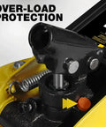 Close-up of the overload protection feature of the 2.5 Ton Trolley Jack With Carrying Case Hydraulic Low Profile Floor Jack For Cars.