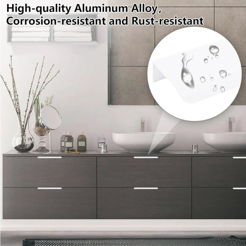 Self Stick Finger Edge Drawer Pulls Pack Of 8 White 150mm Aluminum Alloy Invisible Cabinet Handles on bathroom drawers