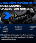 Direct Fit Engine Motor Mount One Piece Drop In Swap For Volvo S60 S80 V60 V70 Xc60 Xc70 Jaguar visual with part numbers.