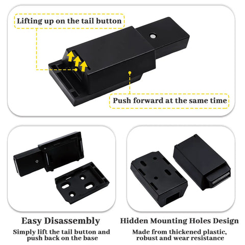 2 Pack Push To Open Magnetic Door Latch Kit Heavy Duty Hidden Touch Latch and Catch for Cabinets Drawers Wardrobes Doors Black Finish