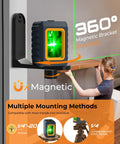 Front view of 100 Foot Green Line Laser Level With Magnetic Bracket Self Leveling And Pulse Modes for DIY projects.