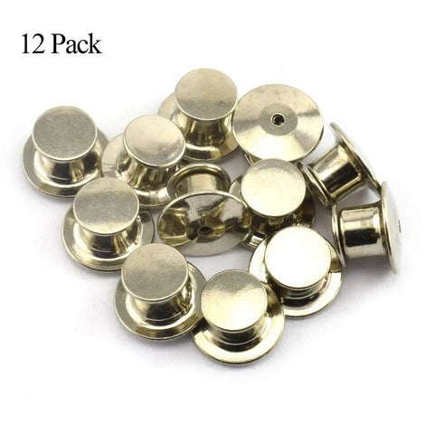 Rock Solid Metal Locking Pin Backs 12 Pack Clasp Keepers For Disney Pins And Name Tags Spring Loaded Catches Slide On With Zero Fuss Secure Silver Finish