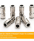 6mm Union Straight Push To Connect Fittings For Air Water And Steam Quick Connect Tube Fittings 6mm By 6mm Pack Easy Snap Fit Stainless Steel Nickel Plated Brass 2 Pack