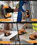 TorqTac 10 Inch Electric Vacuum Suction Cup Lifter With 662 Lbs Heavy Duty Load Capacity used in glass handling and installation.
