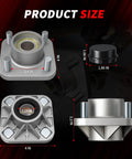 Diagram showing sizes of Two Pack Front Wheel Hub Assembly For Yamaha Golf Cart Drive Models G2 G8 G9 G14 G16 G19 G22 G29