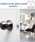 2 Pack Door Lock Plate Strike Plates For Exterior Doors One Inch By Two And One Quarter Inch Beefed Up Stainless Steel Backplates installed