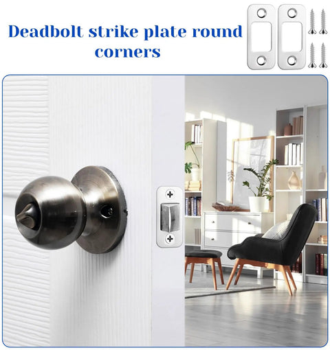 2 Pack Door Lock Plate Strike Plates For Exterior Doors One Inch By Two And One Quarter Inch Beefed Up Stainless Steel Backplates installed