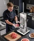 Manual Sausage Stuffer 11 Lbs Vertical Meat Filler With 5 Stuffing Tubes, Dual Speed Sausage Casing Filling Machine in use