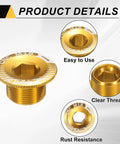 Golden M18 Aluminum Alloy Crank Cover Screw For Bicycle Crankset Arm Bolt And Chainwheel Screws Heavy Duty Fixing Bolt For Mountain Bikes Pro Grade Rust Resistant 7075 Grade product features