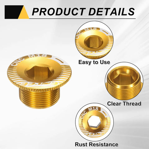Golden M18 Aluminum Alloy Crank Cover Screw For Bicycle Crankset Arm Bolt And Chainwheel Screws Heavy Duty Fixing Bolt For Mountain Bikes Pro Grade Rust Resistant 7075 Grade product features
