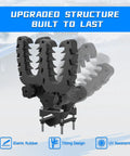 ATV Dual Tool Holder With Bow Rack Grips And Rubber Straps, Tiltable Mount explodes view showing tilting and rubber material
