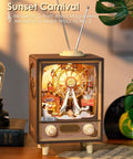 DIY Book Nook Puzzle Kit With 16 Inch Ferris Wheel Music Box, LED Lights, Sunset Carnival Scene, 3D Wooden Puzzle For Adults, Totally Artsy Craft Gift Set For Girls And Boys, Detailed Nighttime Display on desk